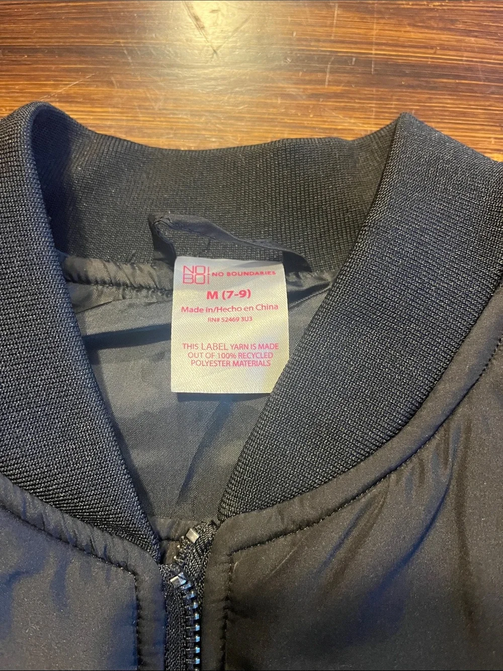 No Boundaries Black Bomber Jacket with Snap Flap Pockets